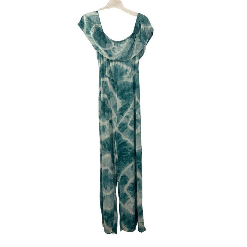 Sadie & Sage Turquoise Tie Dye Off Shoulder Romper Medium Boho Summer Rayon